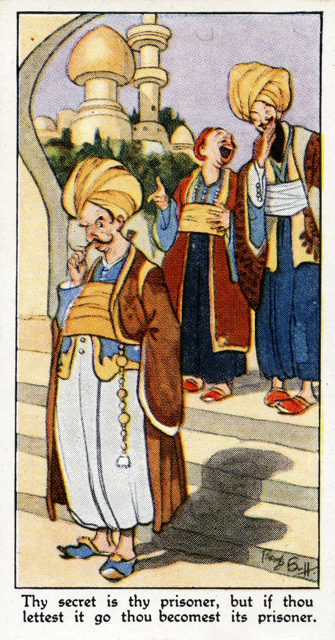 'Din hemmelighet er din fange; hvis du lar den gå, blir du dens fange', 1931 (se også 498221) av René Bull