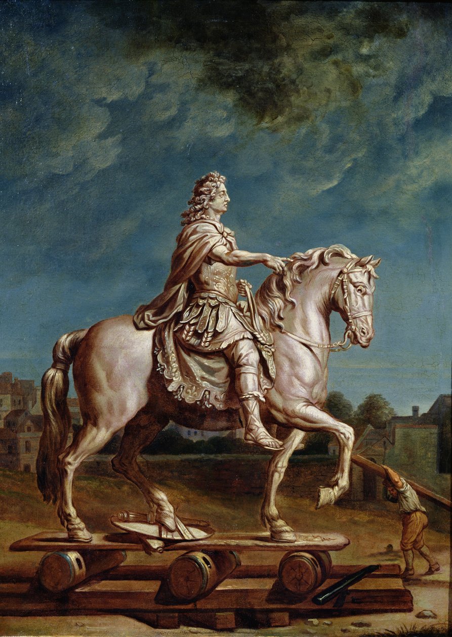 Transport av rytterstatuen av Louis XIV fra verkstedet ved Capucines-klosteret i 1669, etter 1669 av René Antoine Houasse