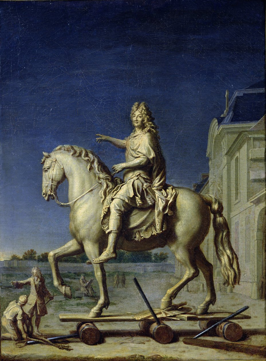Transport av rytterstatuen av Louis XIV til Place Vendome i 1699, etter 1669 av René Antoine Houasse