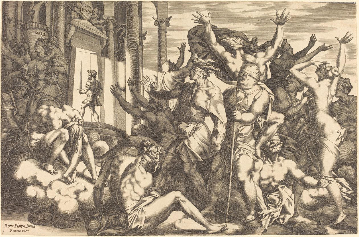 Erobringen av uvitenhet av René Boyvin after Rosso Fiorentino