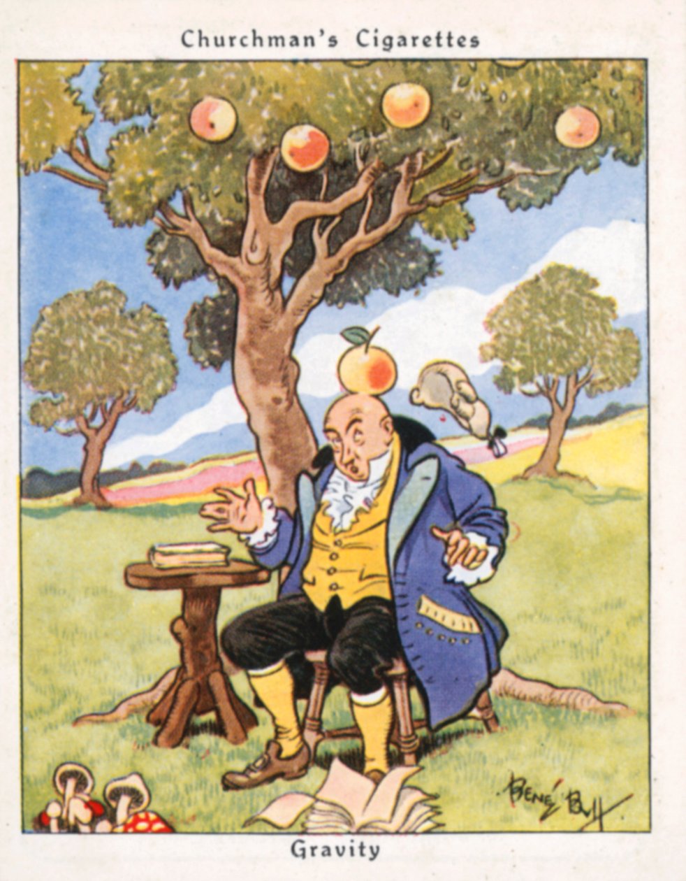 Tyngdekraft (fargelitografi) av René Bull