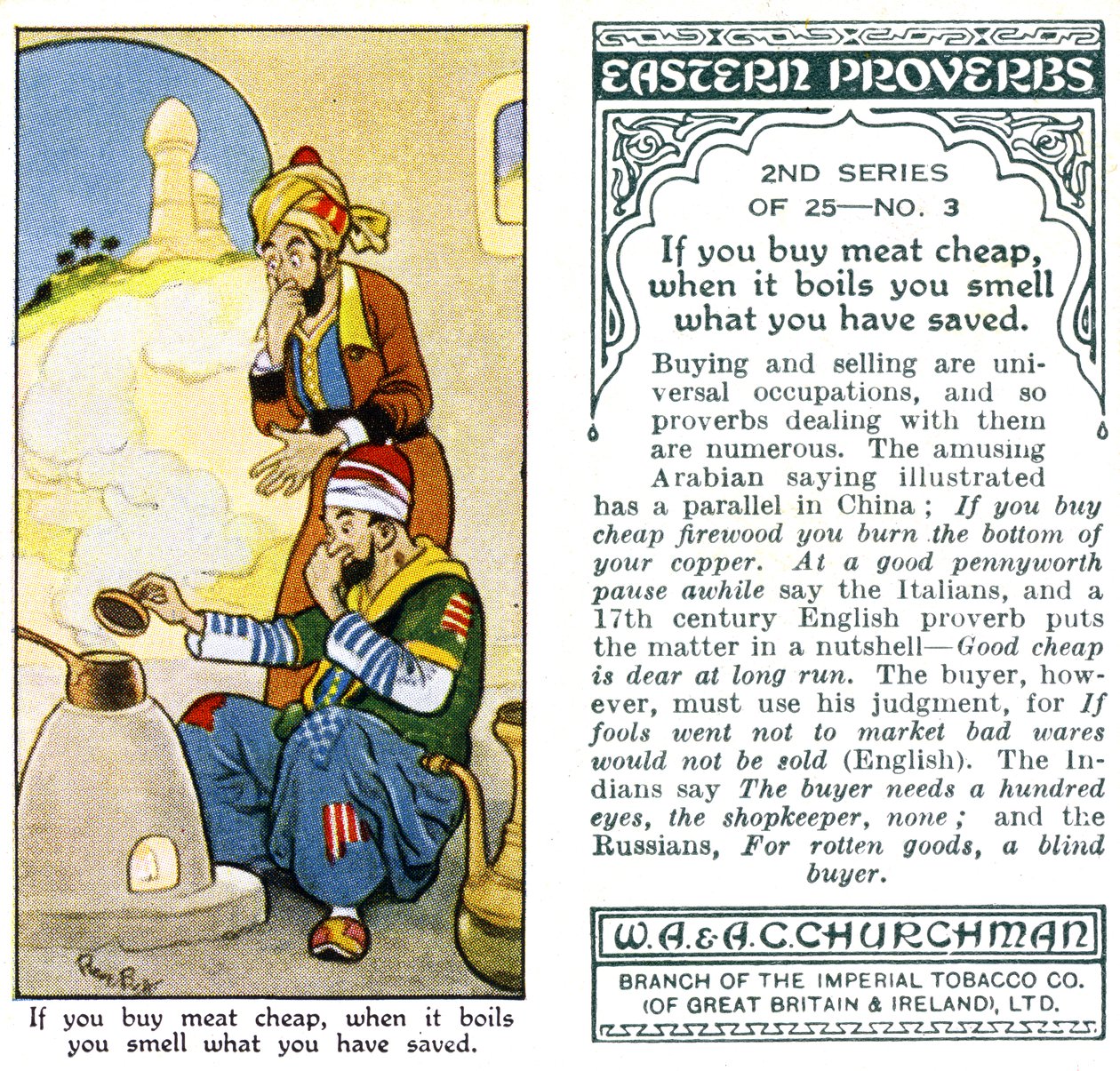 Hvis du kjøper kjøtt billig, når det koker, lukter du det du har spart, 1932 av René Bull