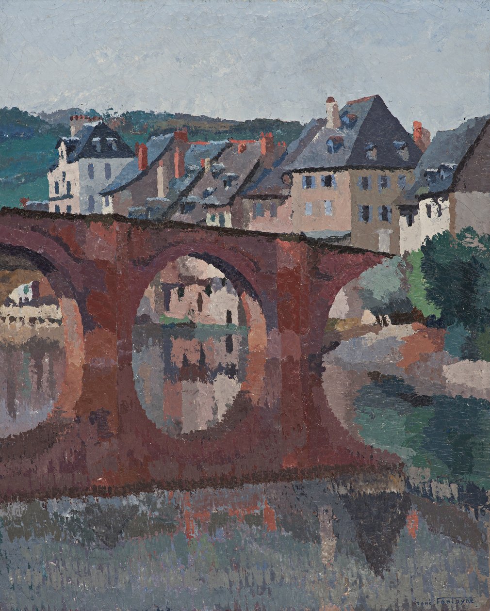 Refleksjon av broen på partiet ved Espalion, Aveyron av René Fontayne