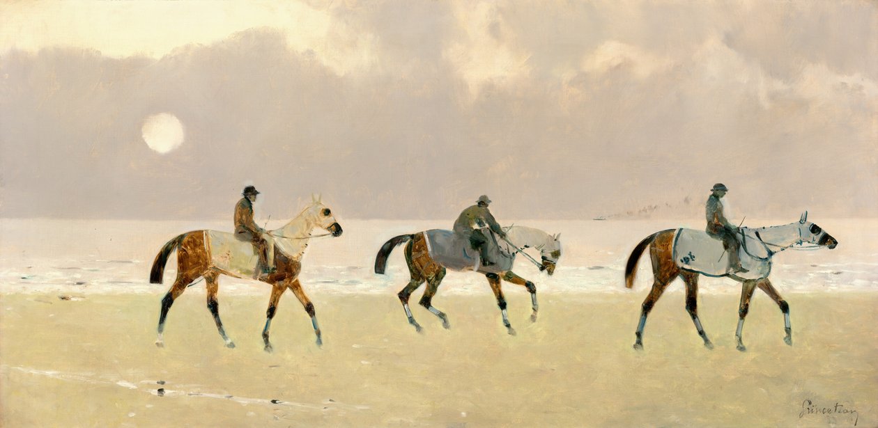 Ryttere på stranden ved Dieppe, 1892. av René Pierre Charles Princeteau