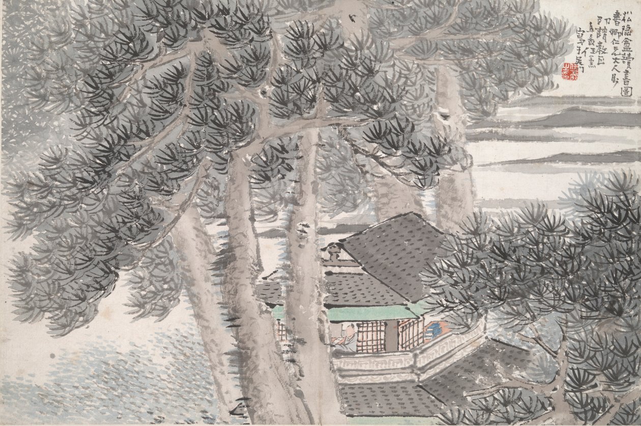 Lesing i det bortgjemte Pine Studio (Song yin an) av Ren Xun