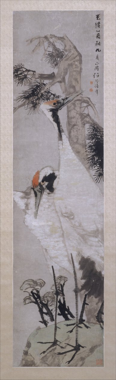 Traner, furutre og lav, datert 1885. av Ren Yi