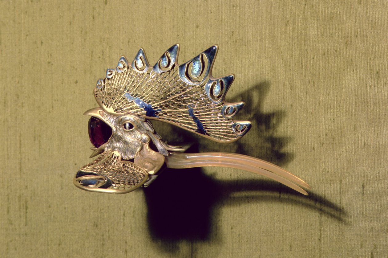 Kam (gull, emalje og ametyst) av Rene Jules Lalique