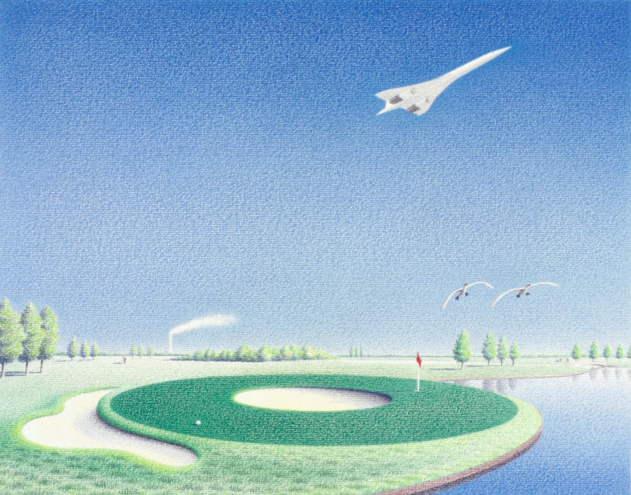 Circle, 2000, Fargeblyanttegning på papir av Rene Boin