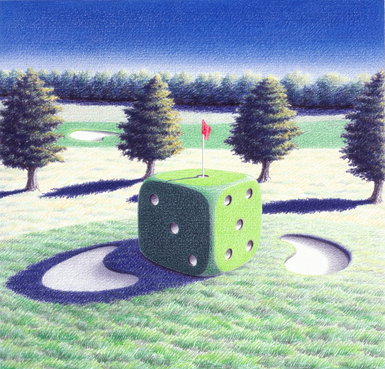 Gamble, 2002, Fargeblyanttegning på papir av Rene Boin