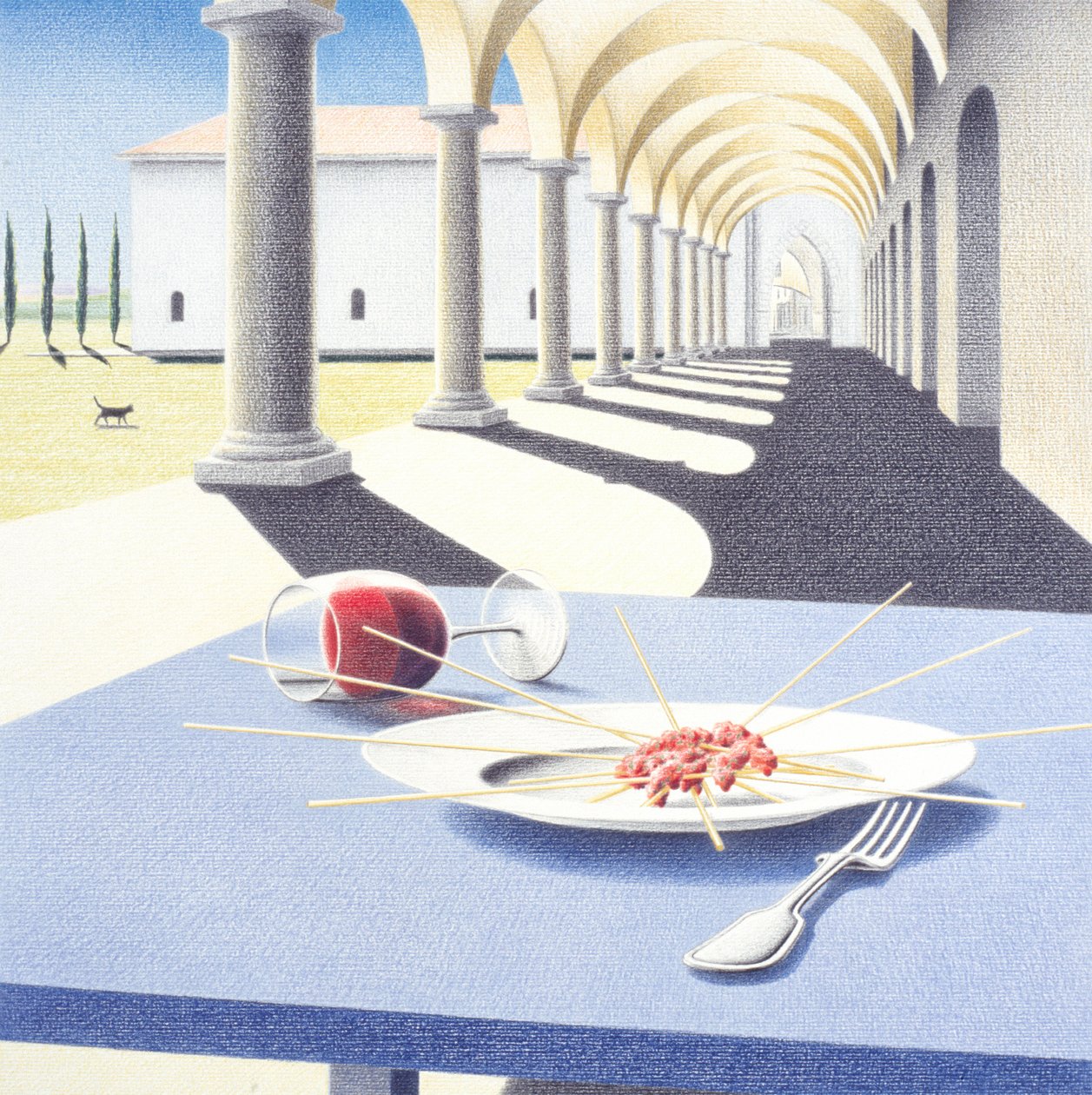 Pasta, 2005 , Fargeblyanttegning på papir av Rene Boin