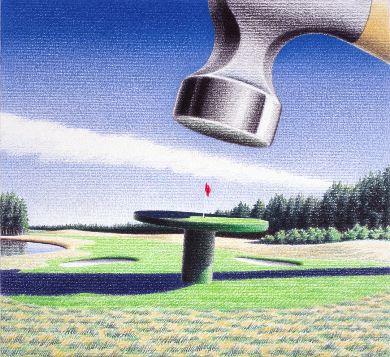 Pin, 2002, Fargeblyanttegning på papir av Rene Boin