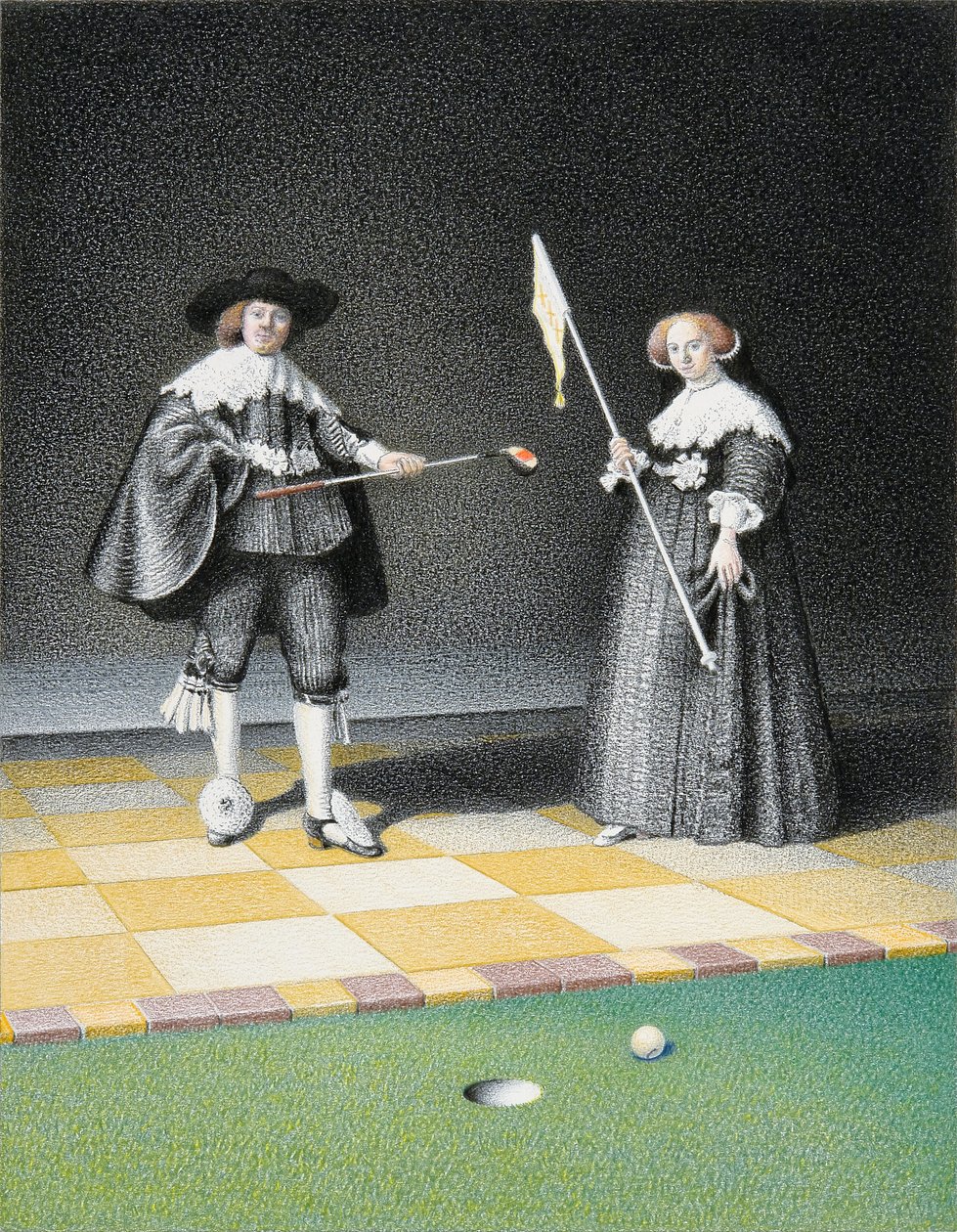 REMBRANDT-Golf, 2016, Fargeblyanttegning på papir av Rene Boin