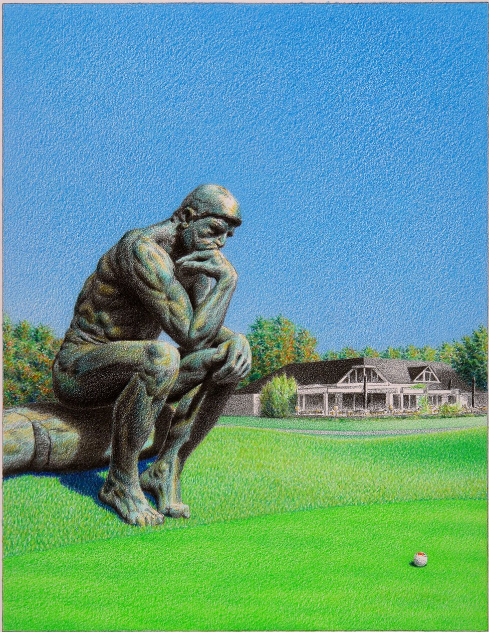 RODIN-Golf, 2022, Fargeblyanttegning på papir av Rene Boin