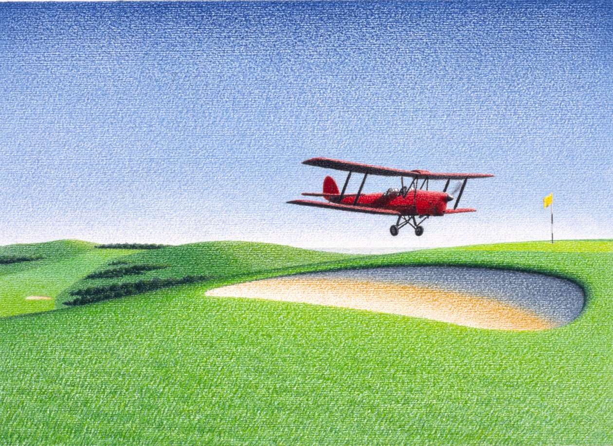 Runway, 2000, Fargeblyanttegning på papir av Rene Boin