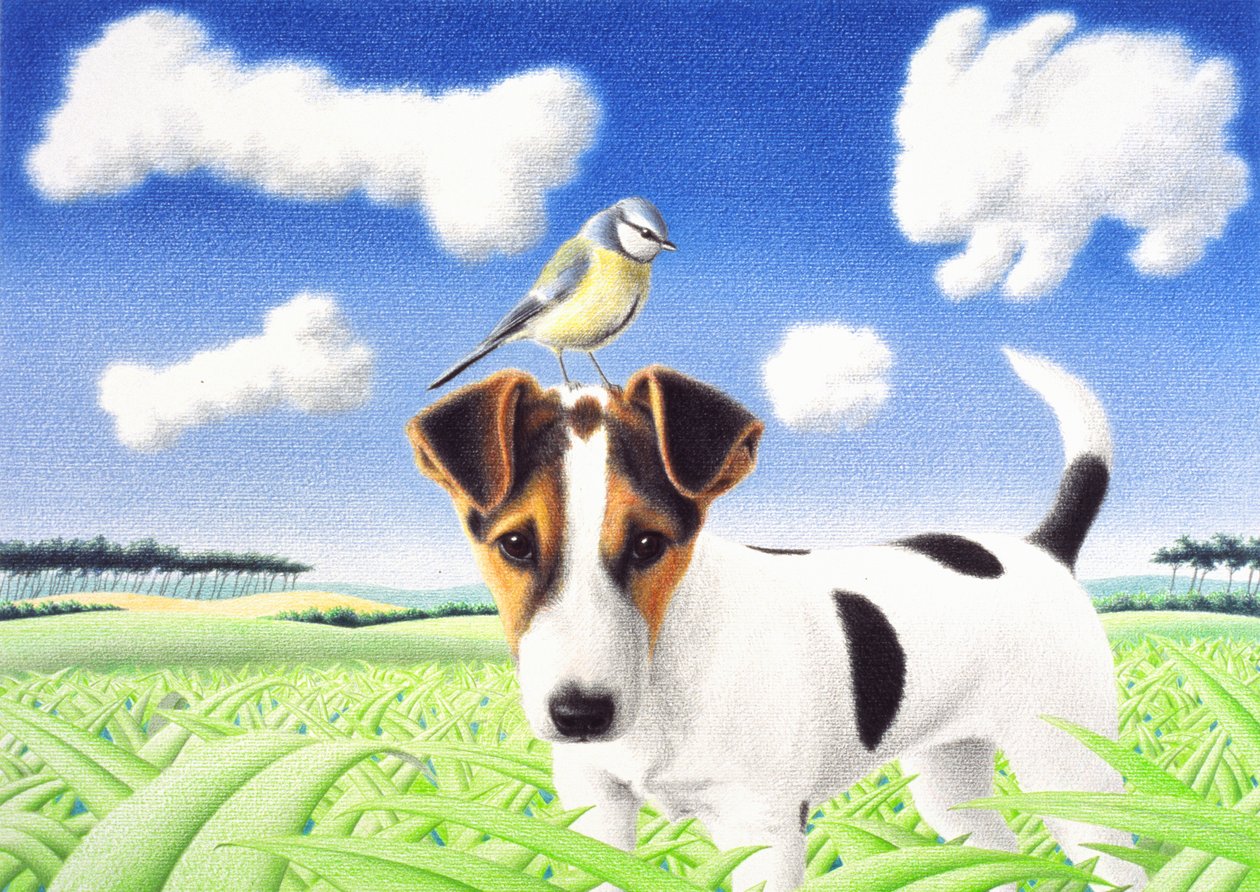 Tanker, 2004, Fargeblyanttegning på papir av Rene Boin