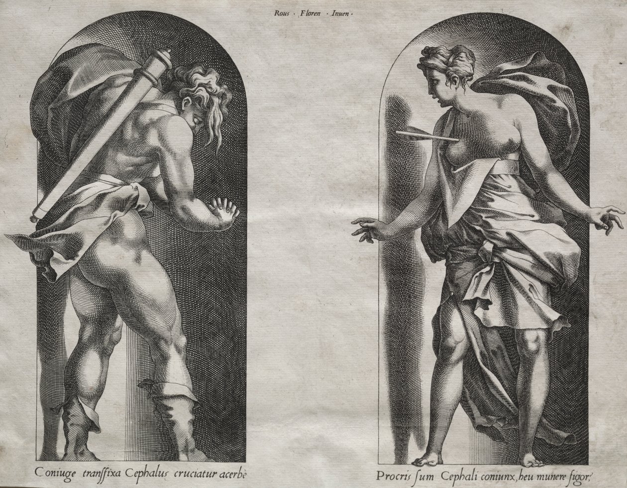 Cephalus og Procris i to nisjer av Rene Boyvin