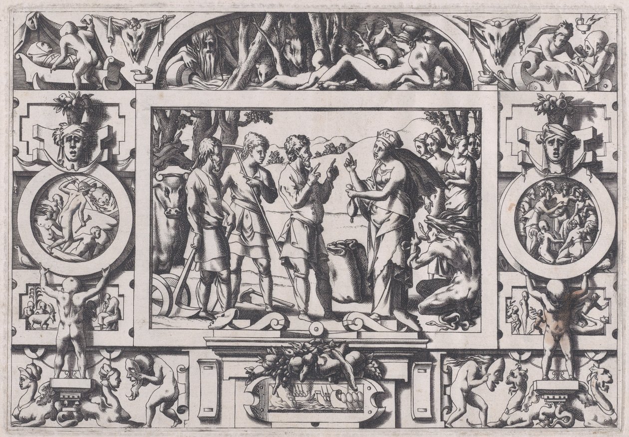 Dronning Ino og husmannen Dronning Ino ødelegger åringens frø overalt..., 1563. av Rene Boyvin