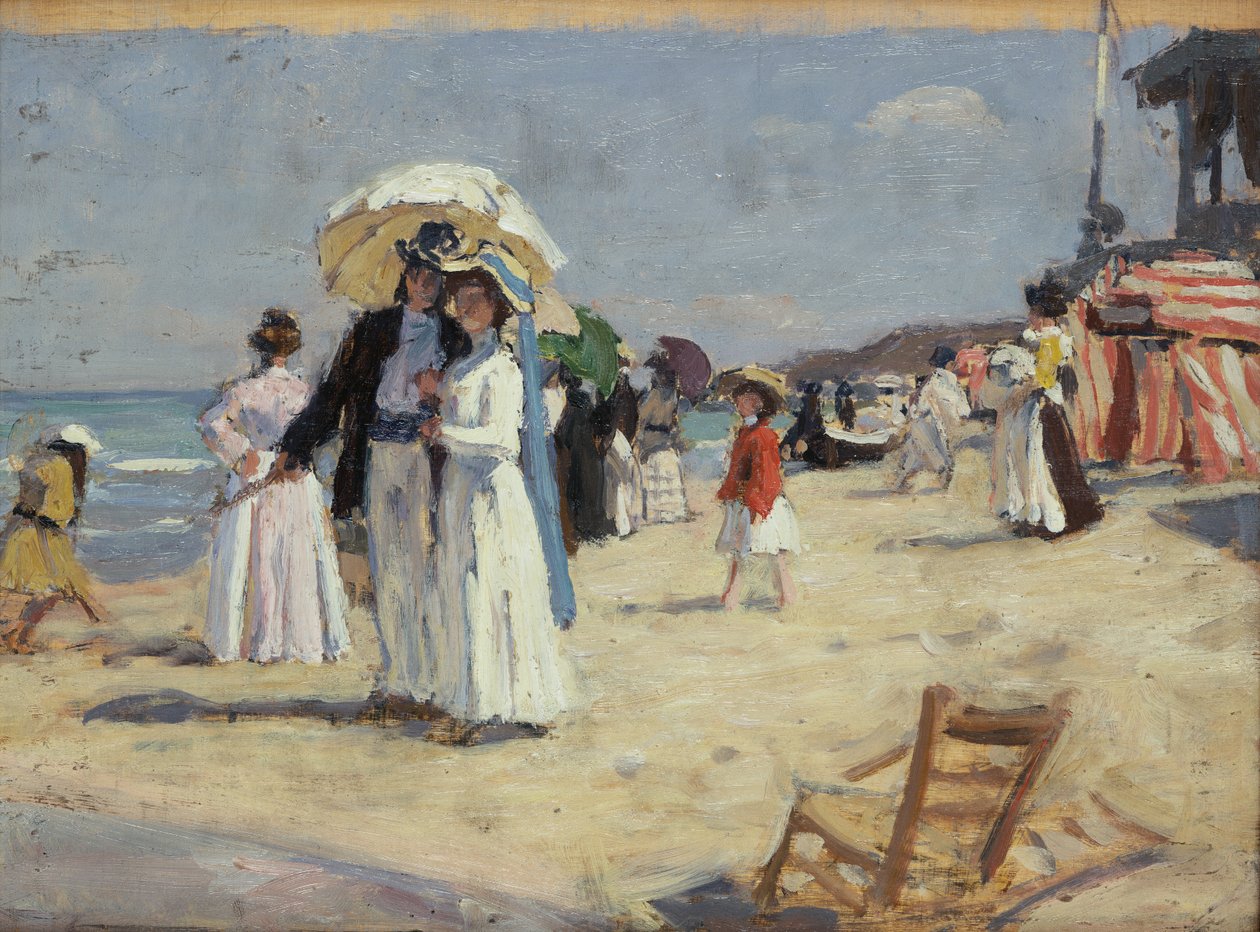 Par på stranden i Cabourg (olje på lerret) av René François Xavier Prinet