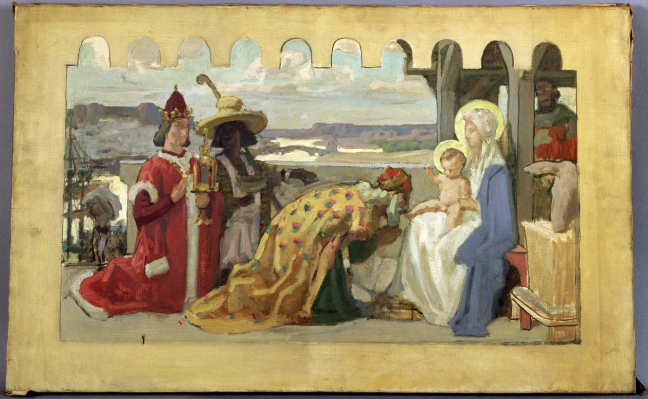 The Adoration of the Magi, forberedende studie for kirken Saint-Ferjeux nær Besancon av René François Xavier Prinet