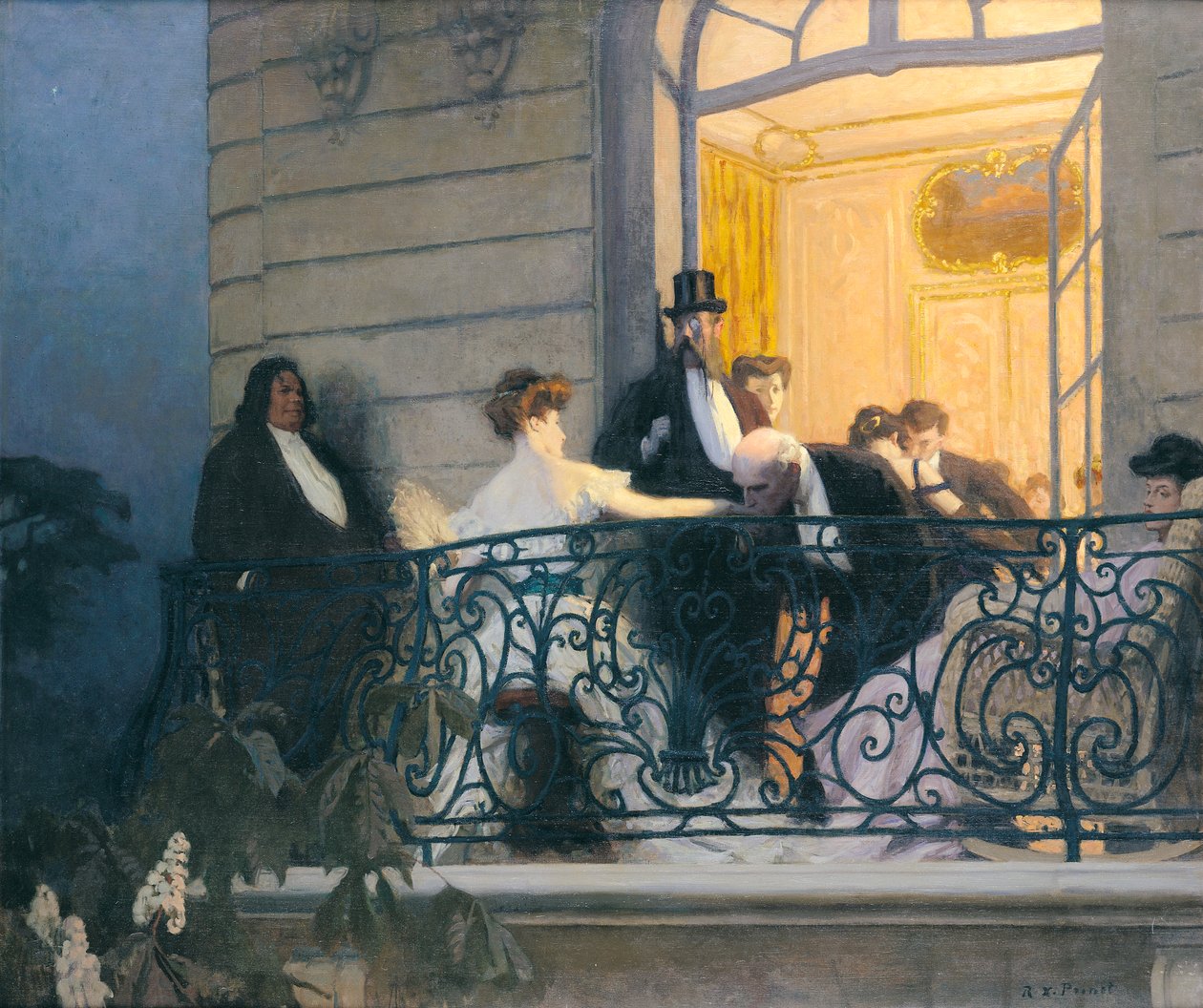 Balkongen (olje på lerret) av René François Xavier Prinet