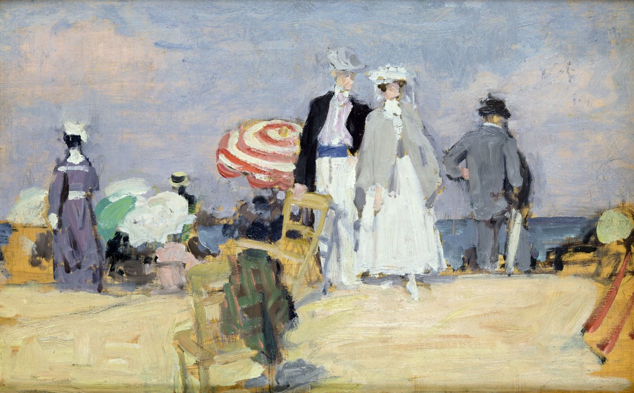 The Beach at High Tide (olje på lerret) av René François Xavier Prinet