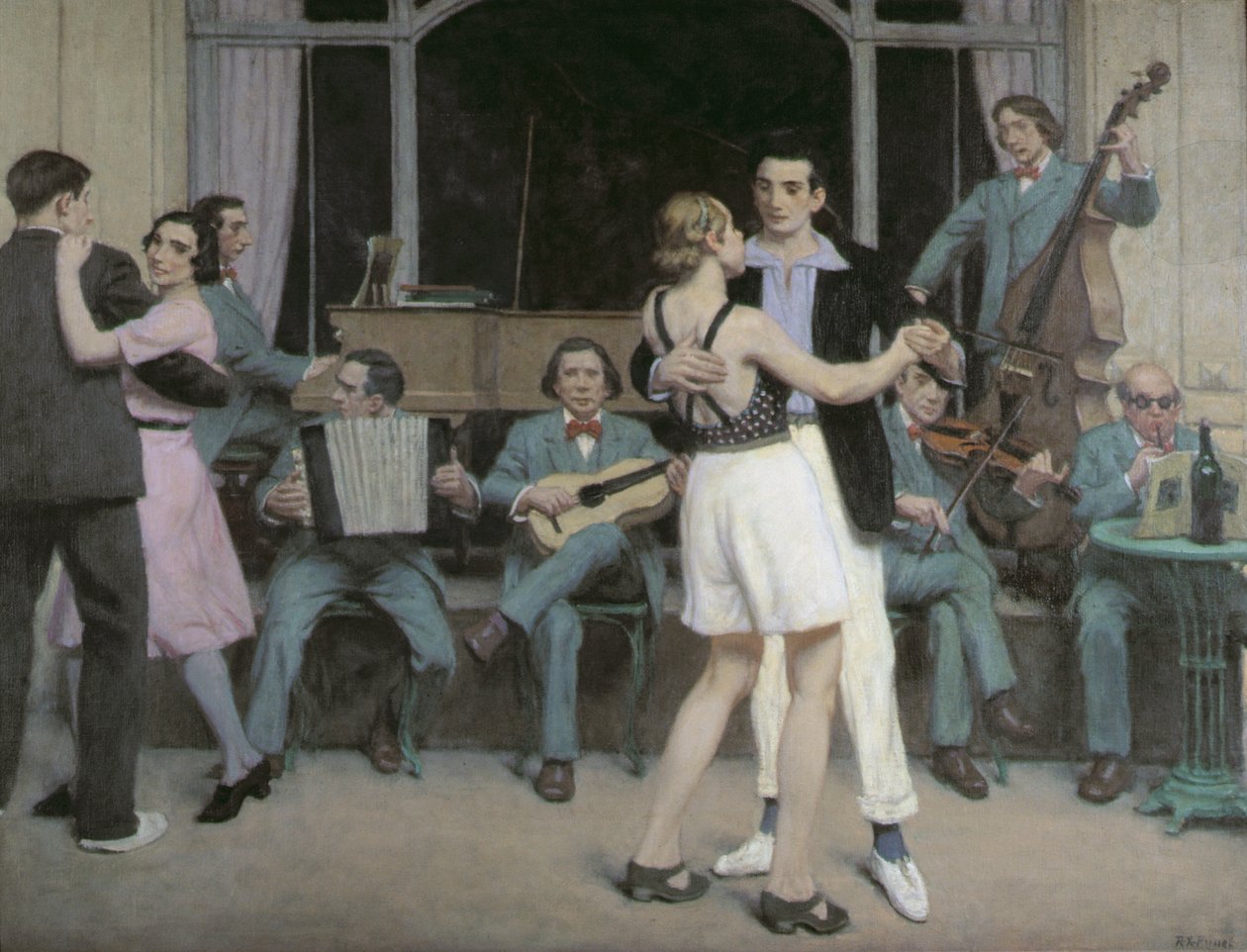 Kasinobaren i Cabourg, ca. 1930 (olje på lerret) av René François Xavier Prinet