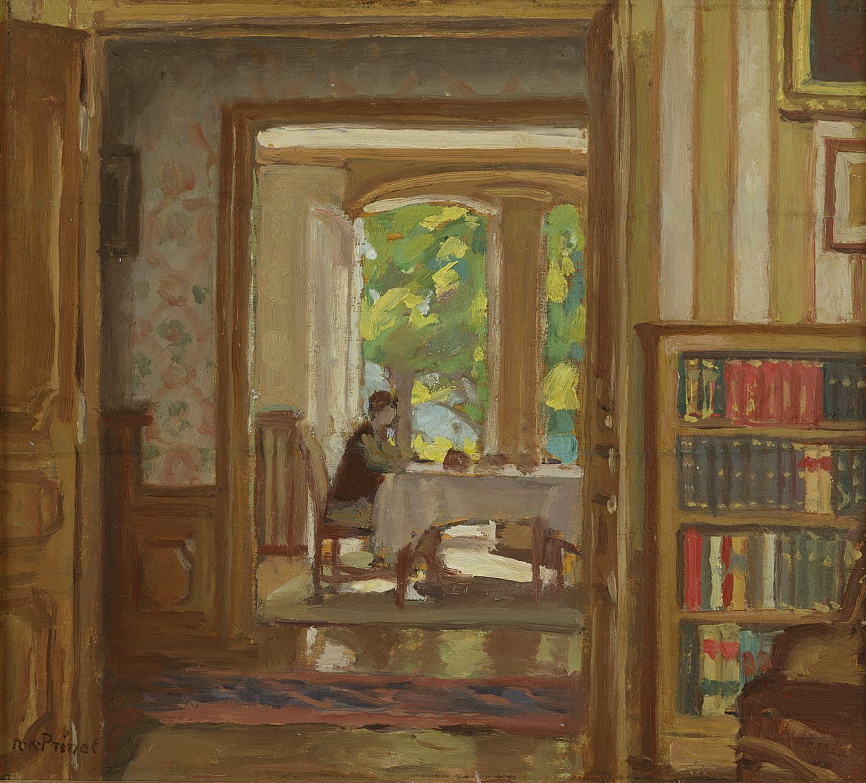 Spisestuen på Clos Saint-Jean, Bourbonne-les-Bains (olje på lerret) av René François Xavier Prinet