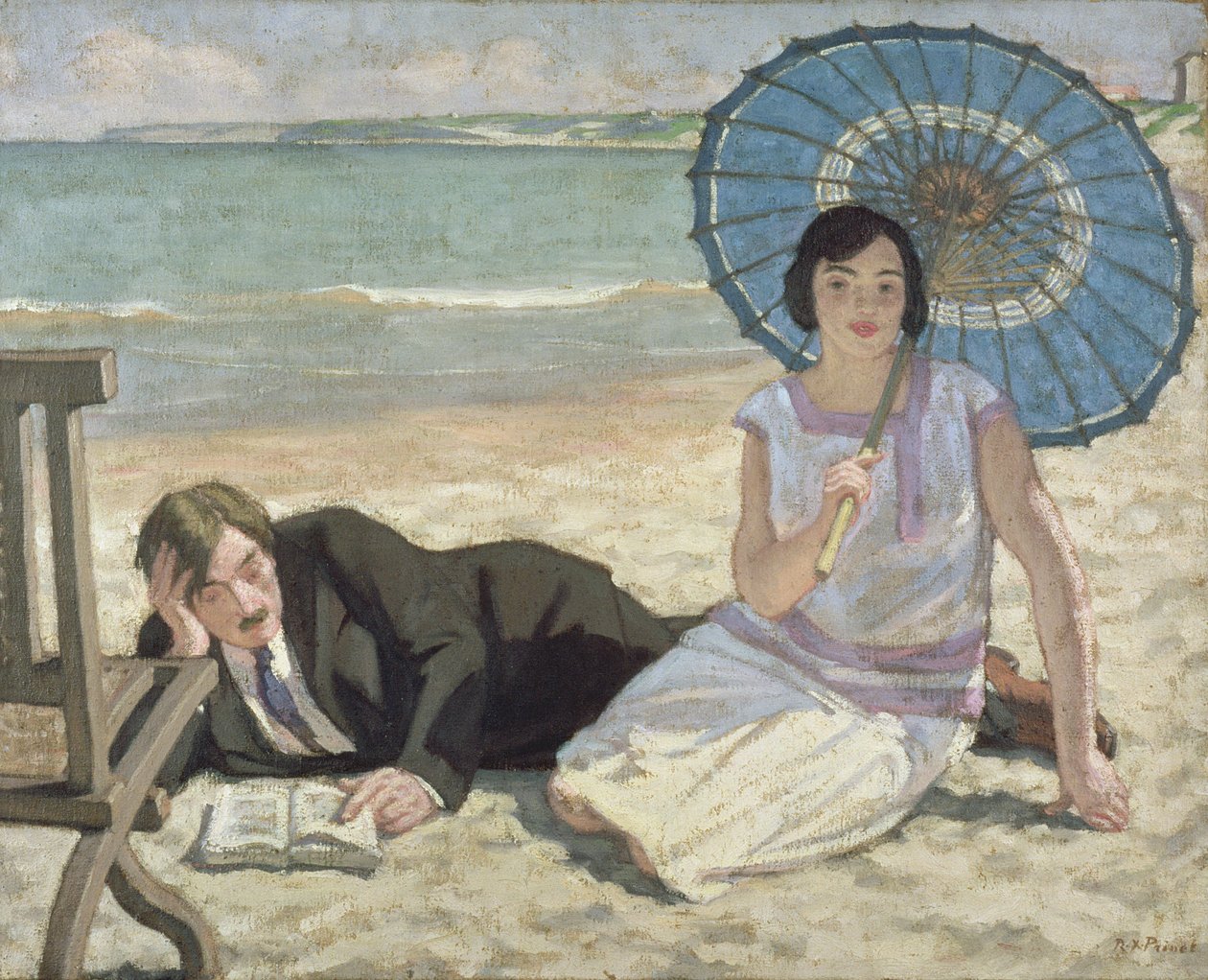Kvinne med parasoll, ca. 1925 (olje på lerret) av René François Xavier Prinet