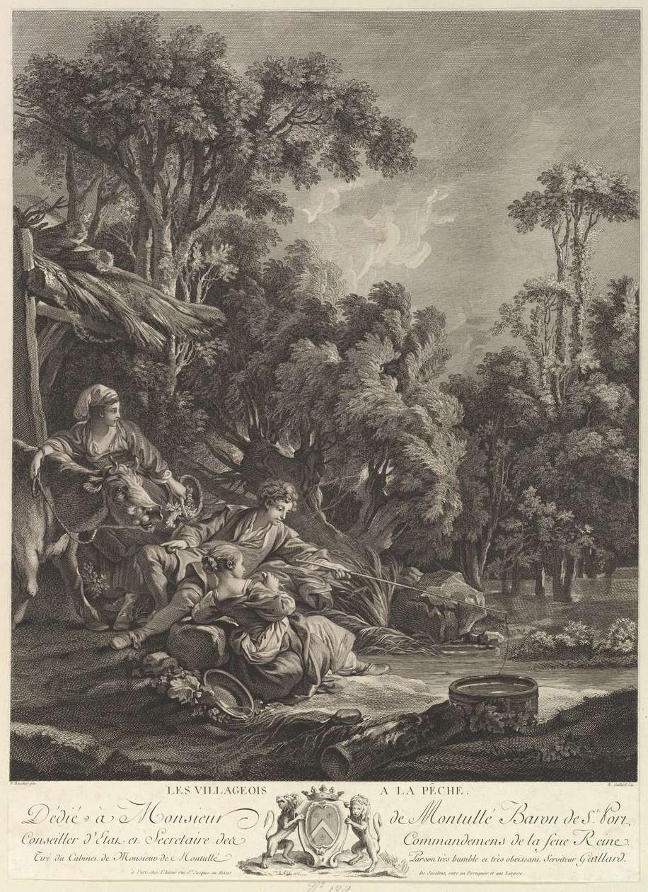 The Villageers Fishing The Villages Fishing, 1700-tallet. av Rene Gaillard