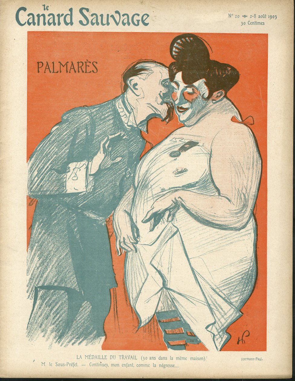 Illustrasjon av Hermann-Paul (1864-1940) for The Wild Duck Cover, nr. 20 av Rene George Hermann Paul