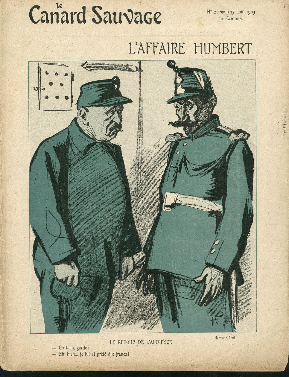 Illustrasjon av Hermann-Paul (1864-1940) for omslaget til Le Canard Sauvage, nr. 21 av Rene George Hermann Paul