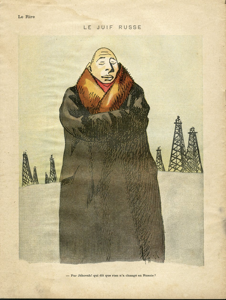 Illustrasjon av Hermann-Paul (1864-1940) i Le Lire, ca. 1935 - Den russiske jøden - antisemittisme, petroleum - jøde av Rene George Hermann Paul
