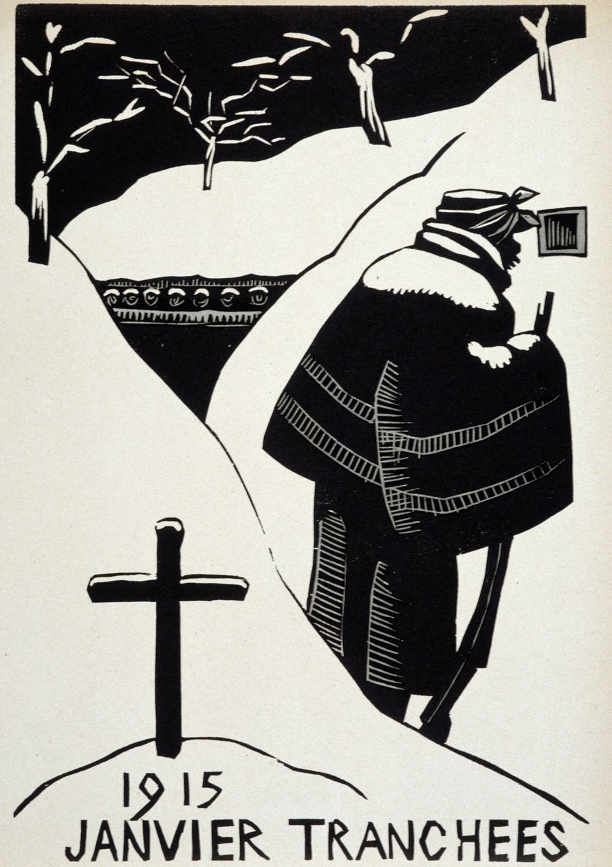 Januar 1915: les skyttergraver - i "" War Calendar of War"", ill. av Herman-Paul, Librairie Lutetia, Paris av Rene George Hermann Paul