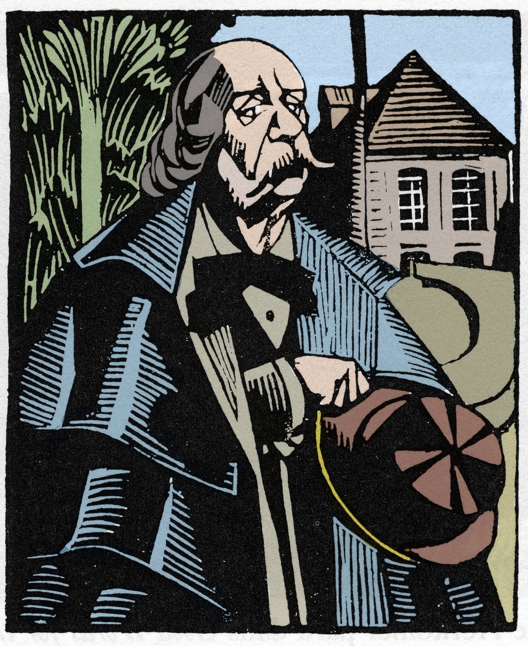 Portrait of Gustave Flaubert (1821-1880). Wood engraving by Hermann-Paul (Hermann Paul) (1874-1940) for Louis Bertrand