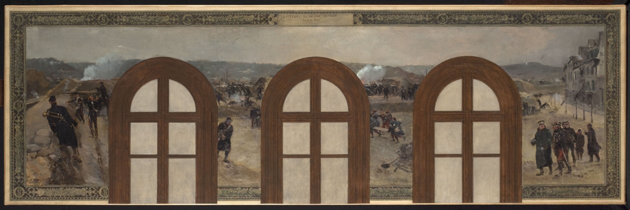 Skisse for prefektens kontor i Paris rådhus: Batterier i 6. sektor, Point du Jour av Rene Joseph Gilbert