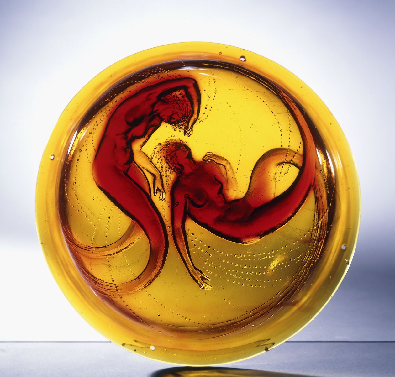 Deux Sirener; en ekstremt sjelden lysekrone av støpt glass, av Rene Jules Lalique