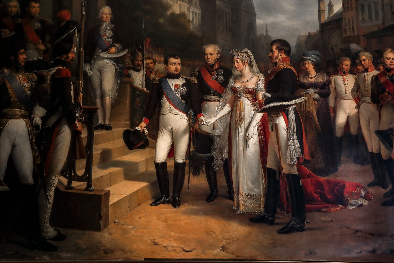 Napoléon tar imot dronningen av Preussen i Tilsitt av Rene Theodore Berthon