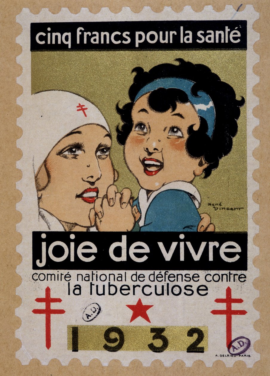 Stempel fra Landsforsvarskomiteen mot tuberkulose av Rene Vincent