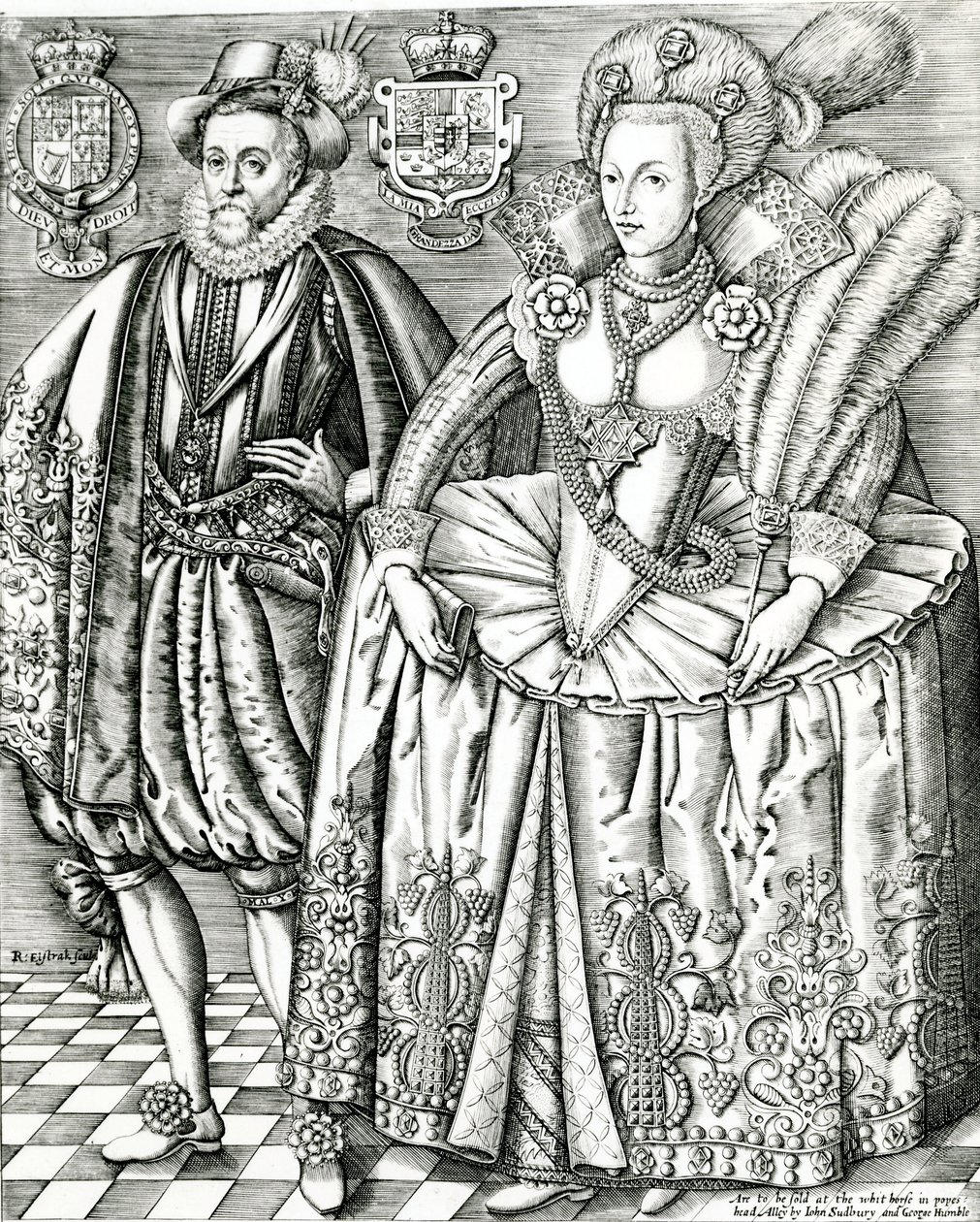 Portrett av James I og Anne av Danmark, 1618 av Renold Elstrack