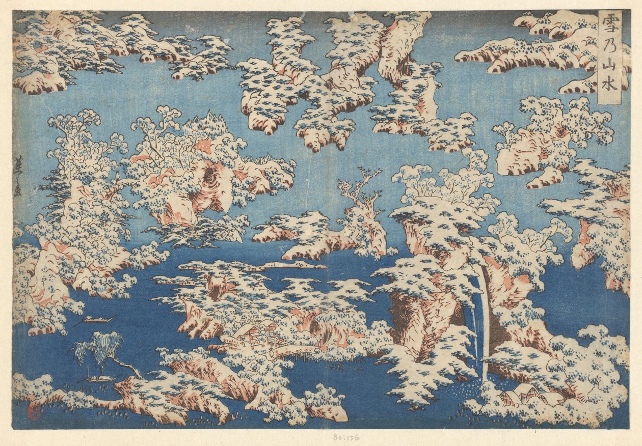 Sneeuwlandschap Yuki no sansui (tittel på objekt) av Renshi