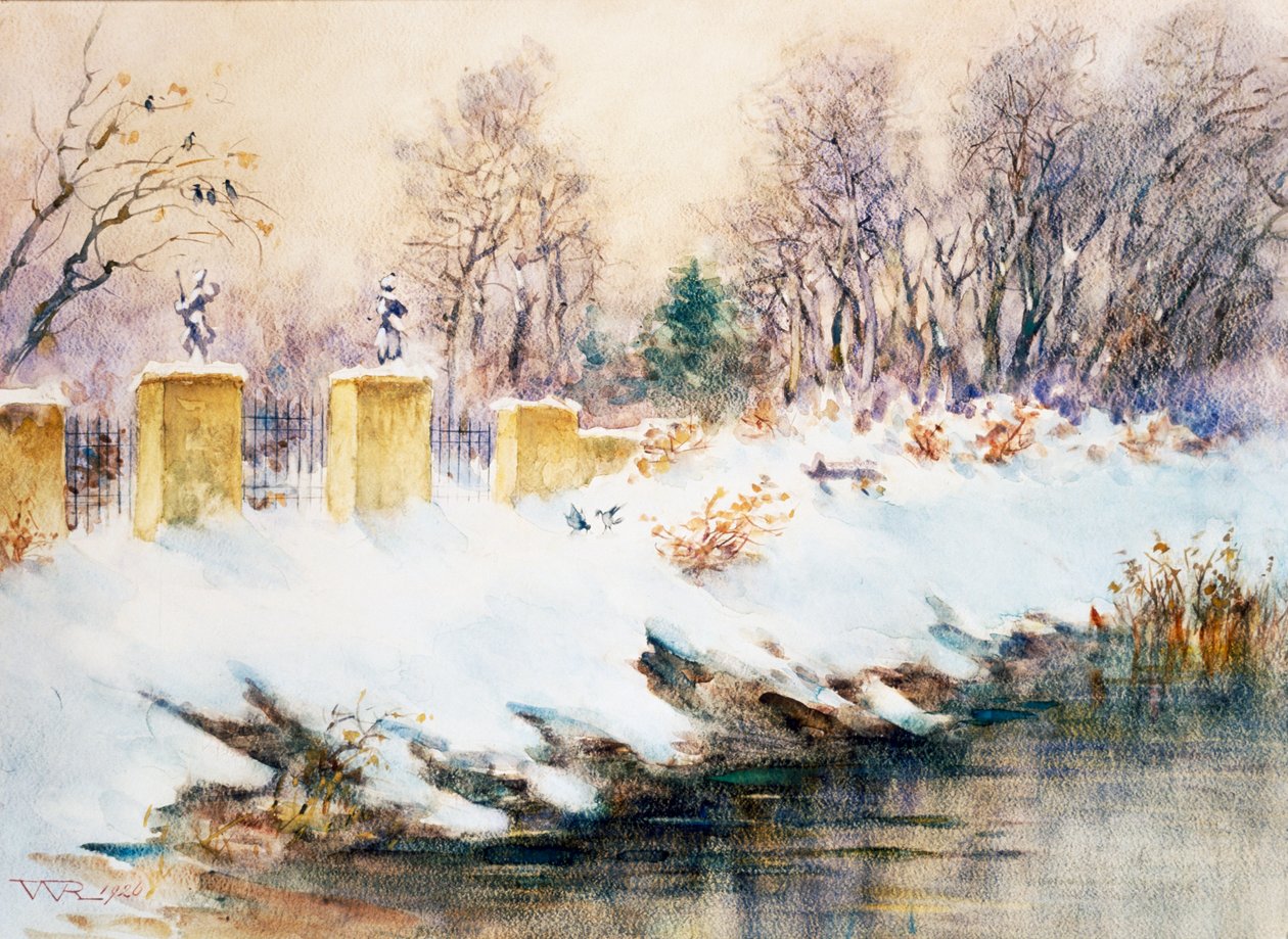 Snøfall på Naviglio av Renzo Weiss
