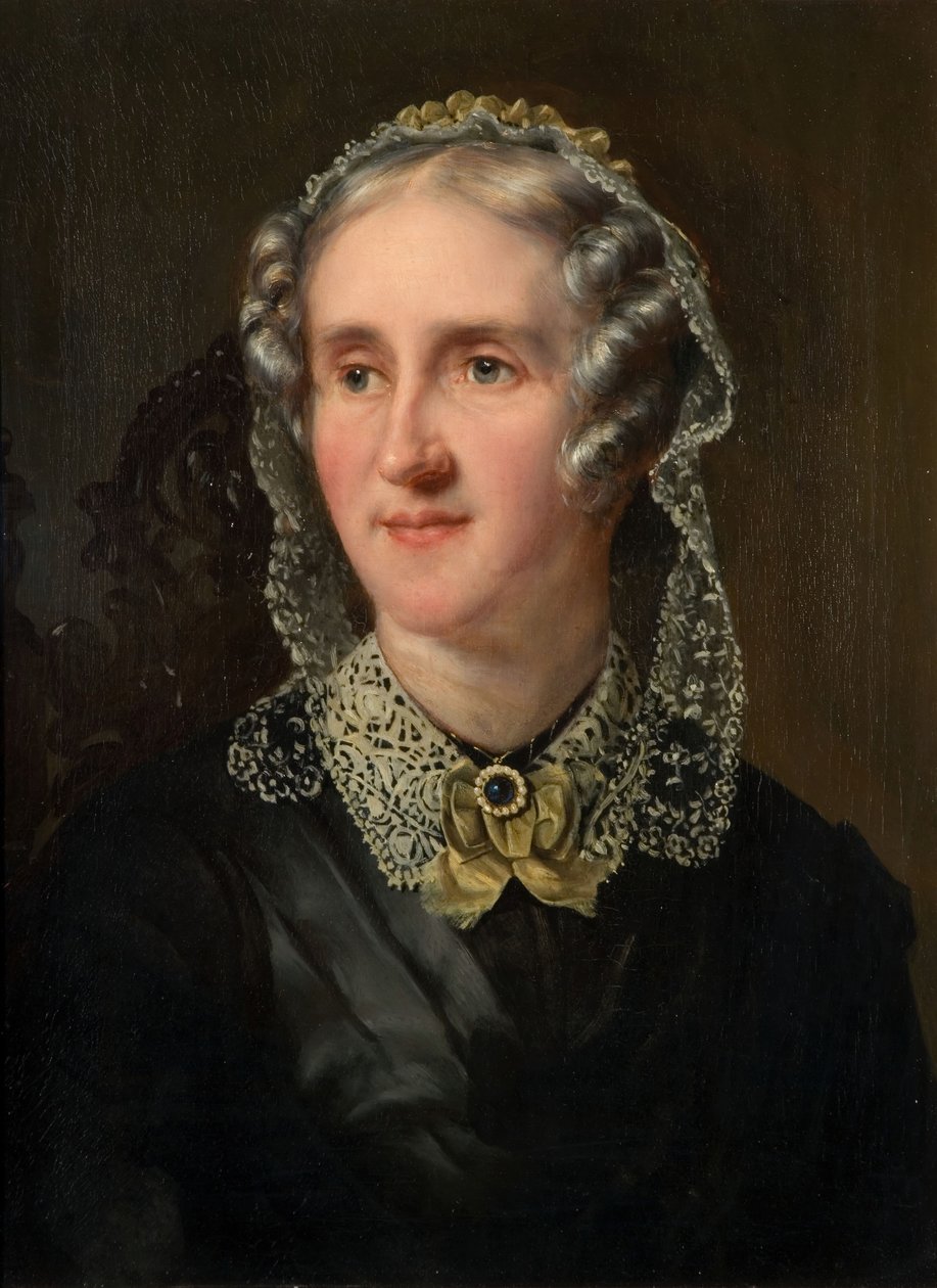 Portrett av Elizabeth Stockdale Wilkinson 1799-71, 1853. av Reuben T W Sayers