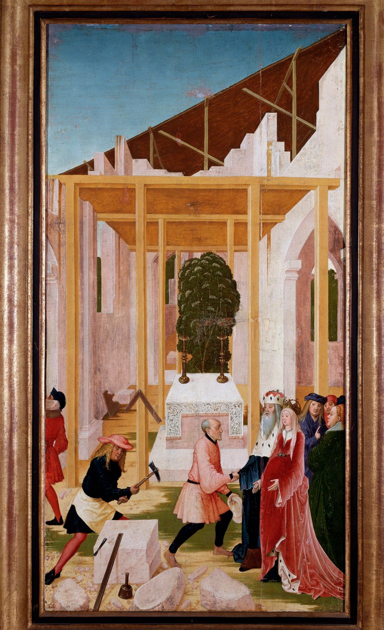 Byggingen av Klosterneuburg-klosteret (Østerrike) (maleri av Reuland  Frueauf the Elder