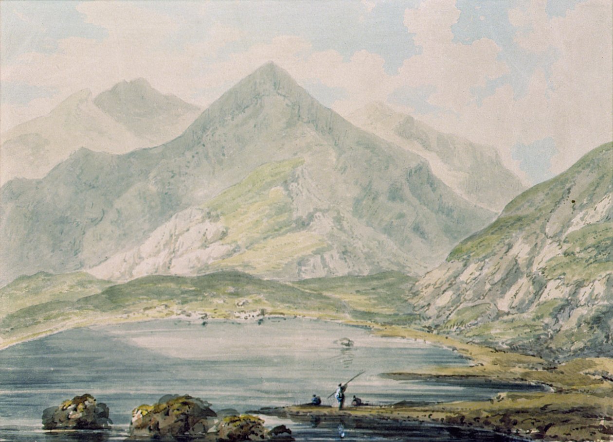 Utsikt over Snowdon (wc på papir) av Rev. Richard Salvey Booth