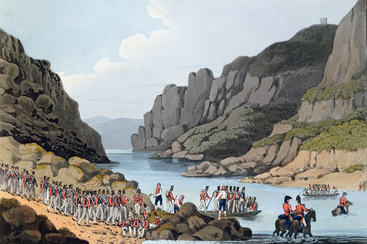 Utsikt over Tejo nær Villa Velha, Portugal, gravert av L. Clark, 1809 av Rev. William Bradford