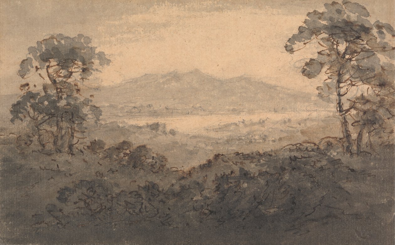 Landskap med innsjø og fjell av Rev. William Gilpin