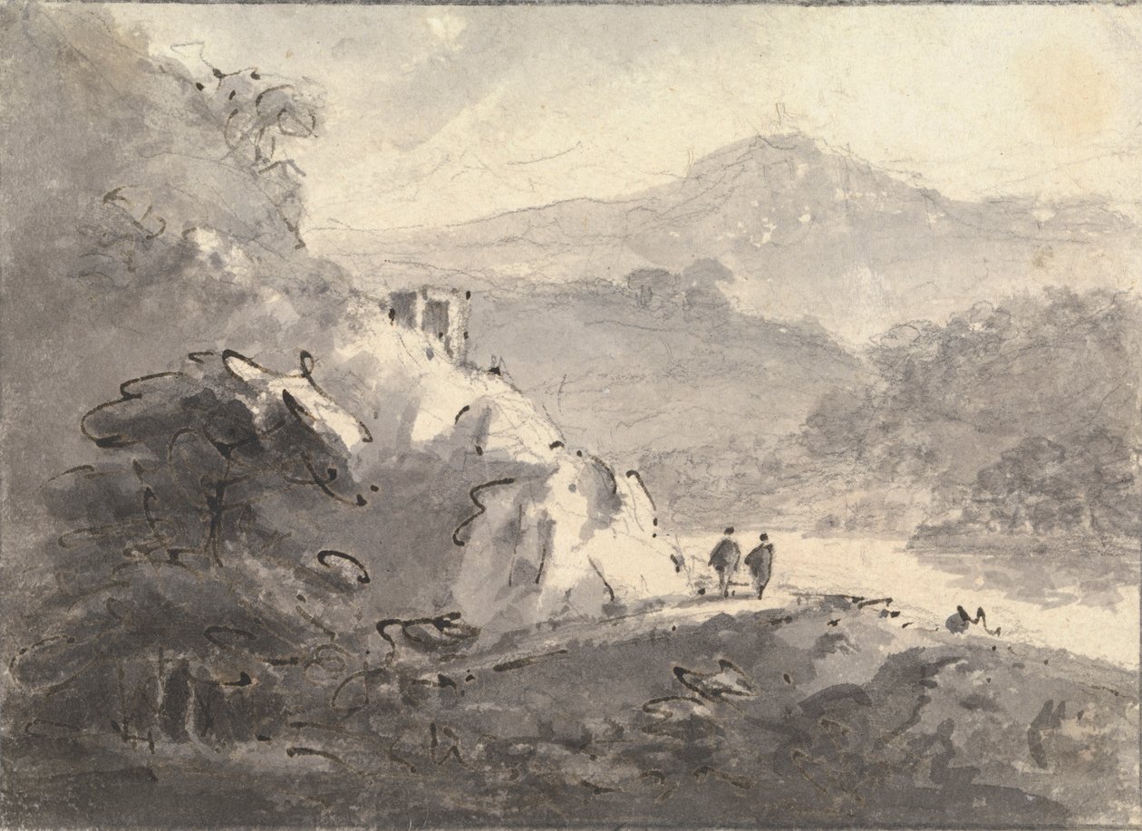 Landskap med to figurer på en vei av Rev. William Gilpin