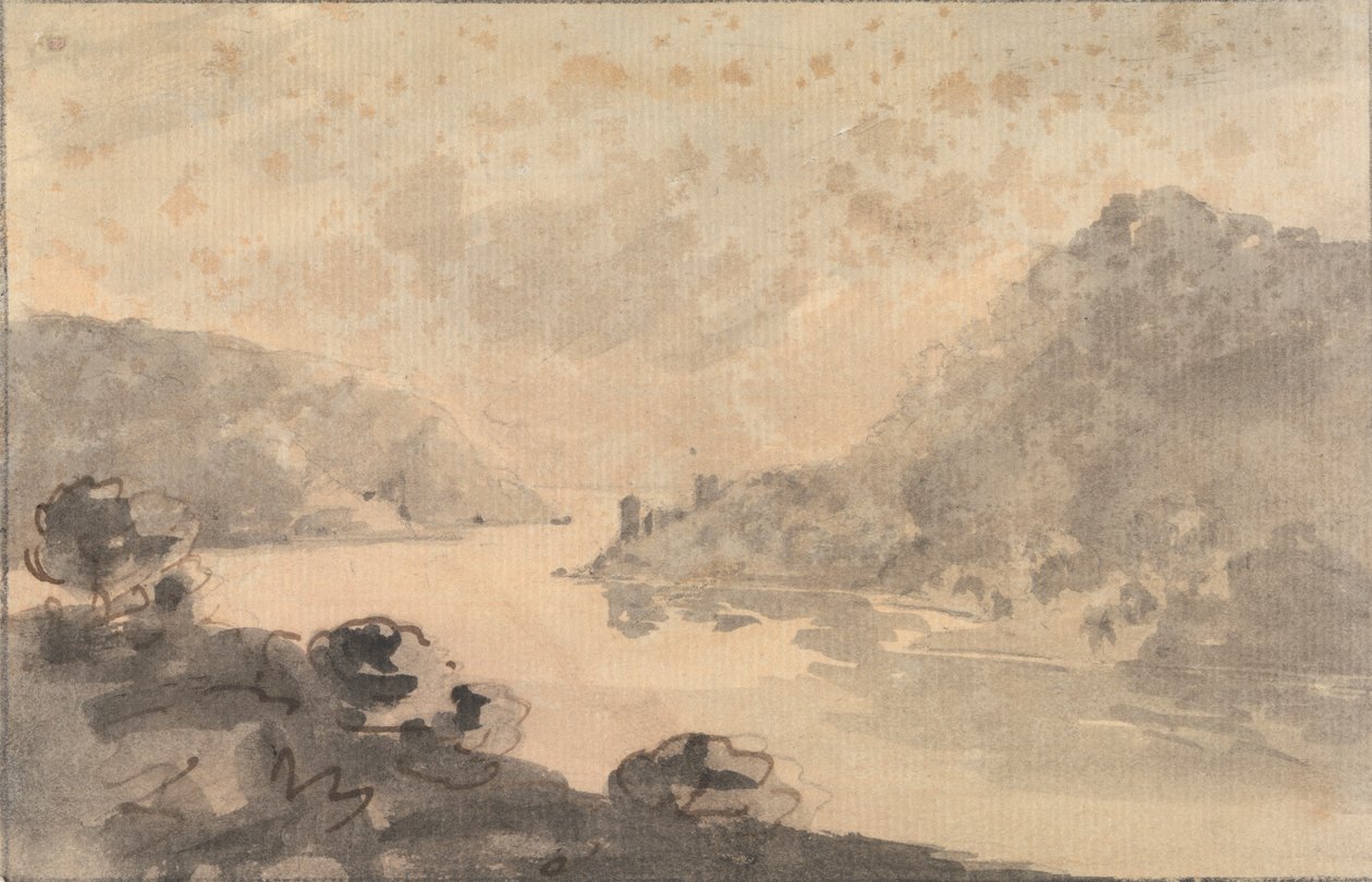 Fjelllandskap med en elv av Rev. William Gilpin