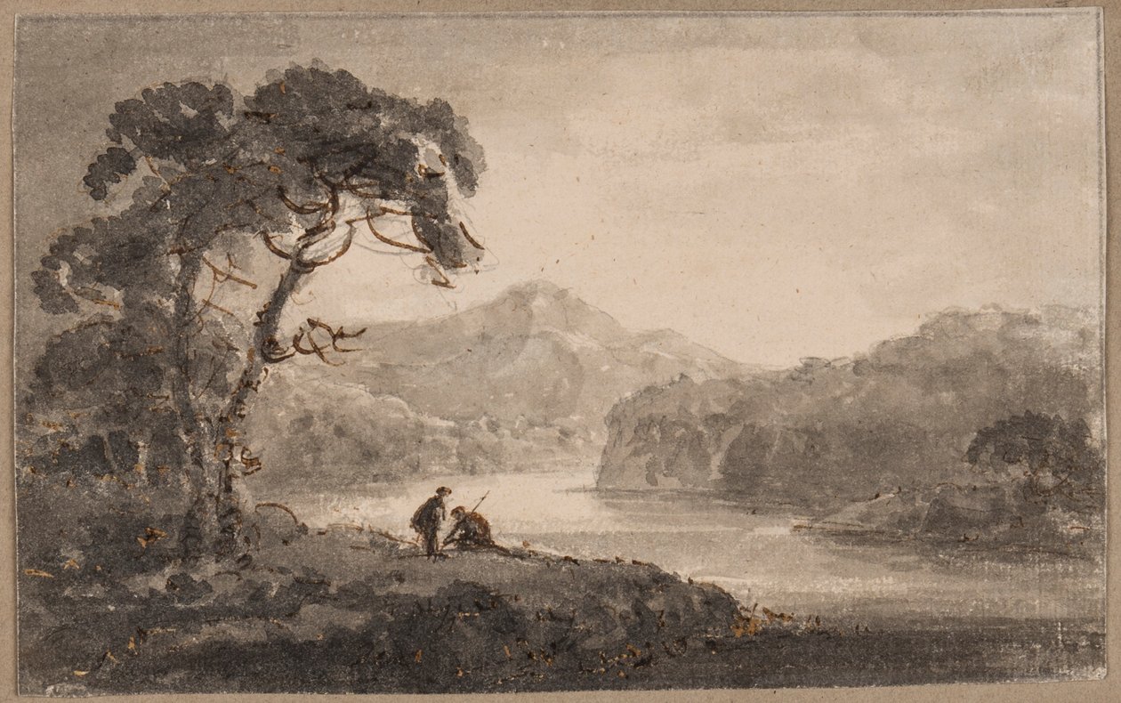 River Landscape (penn, pensel og blekk på papir) av Rev. William Gilpin