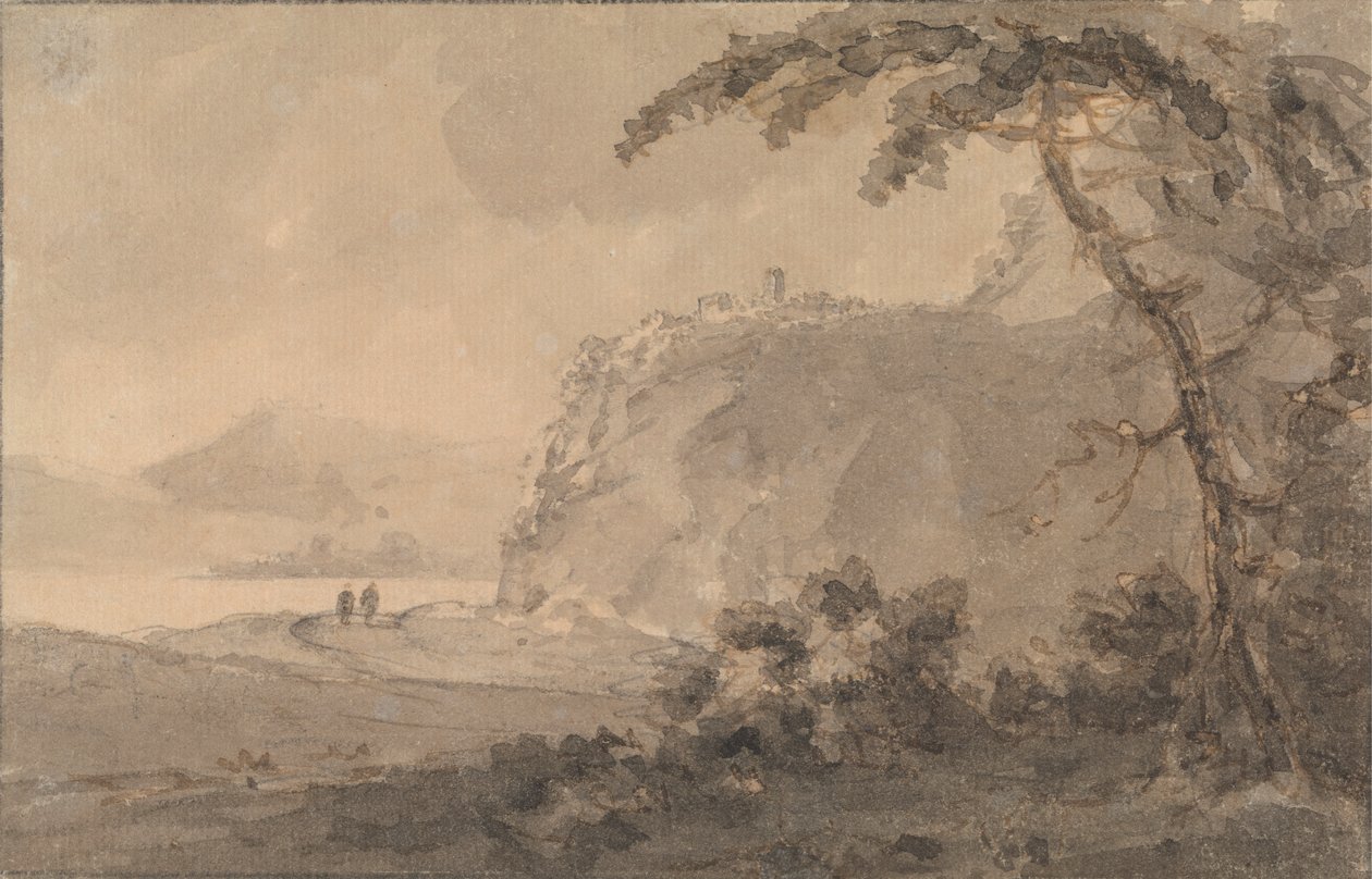 To skikkelser på en vei ved en innsjø av Rev. William Gilpin